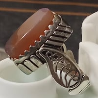 بسم الله الرحمن الرحيم خاتم عقيق هندي طبيعي ؛  صياغة فضة ،925 قياس الخ...