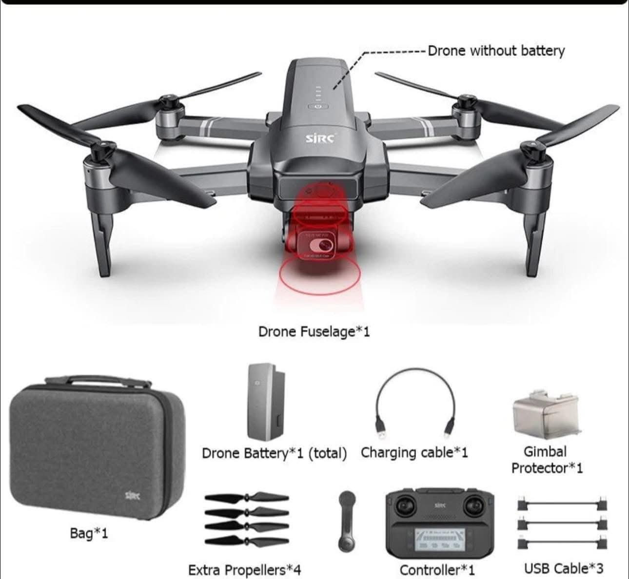 sjrc f22 s pro
جديدة لوك 
كامرة 4k كمبل 
المدى 5كيلو والارتفاع 500 متر
الربط كيبل بين الجوستك والموبايل ايفون وتايبسي وكالكسي
بطارية ٣٠ دقيقة 
حساسات اماميه وخلفيه واسفل الطائرة 
لدات اسفل الطائره تشتغل عند الهبوط 
منفذ رام لتخزين التسجيلات بجودة 4k 
للاستفسار مراسلة الخاص او واتساب ***********
