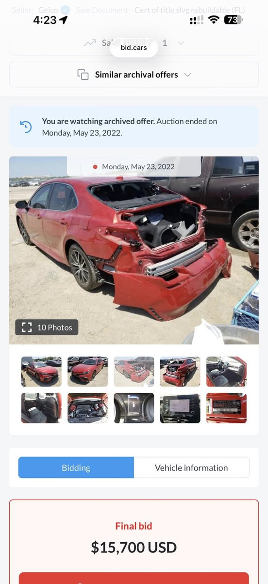 4T1G11AK6MU461229
كامري se2021
طبعا سياره مال بيت اشكد متكول نضيفه ماشيه ٦١ قابل للزياده 

صارت بيها اهنا حادث ب باب بارد وحار طرف سكن 

رقم اربيل تحويل ثاني يوم هزه براد جديد 

مكان كركوك سعر ١٩٠ وبيه مجال

طخم تايرات جدد 

***********

بيها هويا اضافات مثل دفيوزر جناح دوسات
