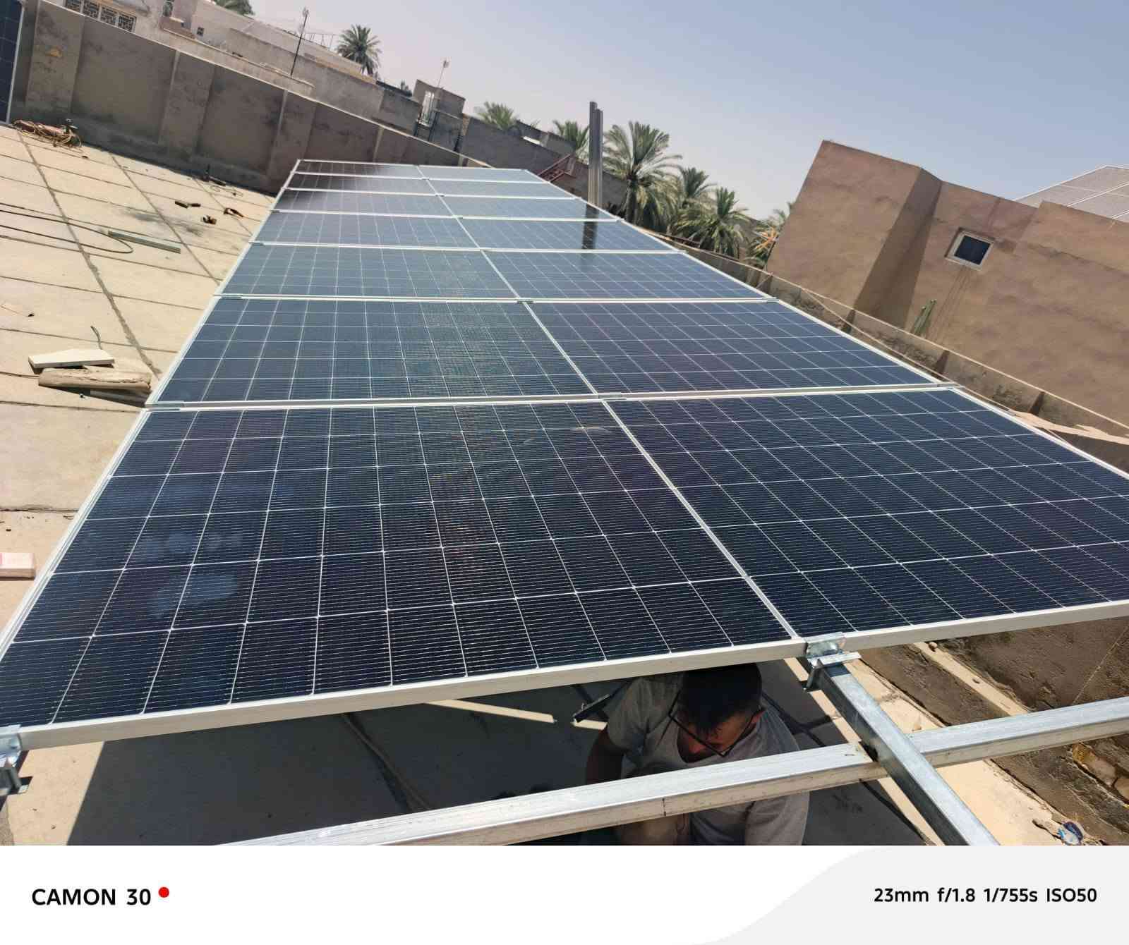 على بركة الله
تم تنصيب منظومة طاقة شمسية 16امبير
تتكون من
بطاريةبسعة 14.33KWمن شركة مارسريفا ضمان5سنوات 
وانفيرتر 6.5KWمن شركة مارسريفا ضمان3سنوات 
والالواح لونجي 615W عدد8 ضمان 12سنه 
في واسط/قضاء النعمانية
للاستفسار الاتصال أو مراسلة الارقام التالية 
***********
***********
***********
