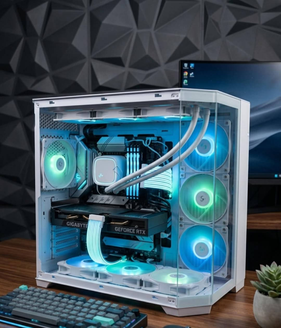 معالج i7:11700k انتل
من الممكن يتطور إلى ٥٠٧٠ GPU 4060 نسخه الايكل كيكا بايات 
تخزين ٤  تيرا m.2 ssd  او ١ تيرا حسب رغبه المشتري 
متوفر من ١/١٠ تيرا 
مذر بور ستيل ليجن z590 As rock 
مائي وايت اديشن ديب كول 
بور 750 
رامات 32 ddr 4 :3200 mz 
كنك ستوم فيو راي 
كيس زكماتك الوايت بانوراما 
الكيس يحتوي ع ٩ فأنات تبريد حاليا 
+ كيبلات اكستيشن 

مكاني محافظه بابل 
وعندي توصيل لجميع المحافظات 
***********
