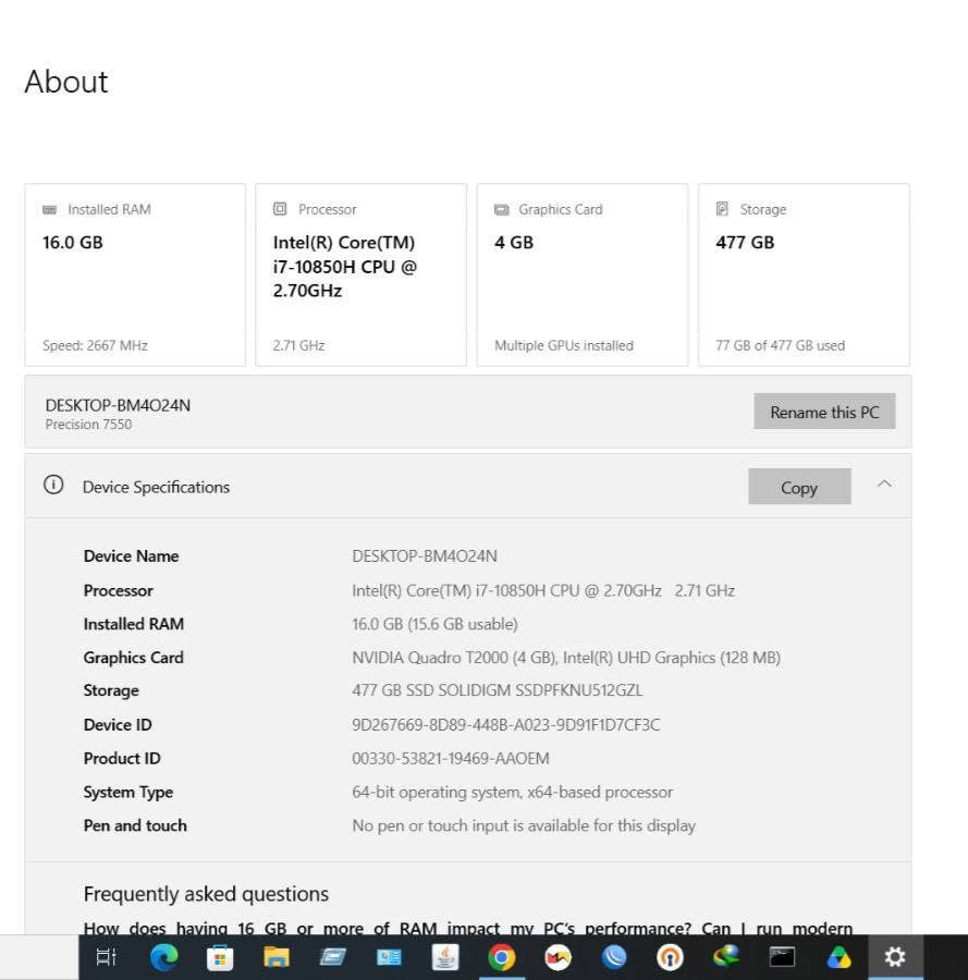 للبيع Dell Precision 7550 – بحالة ممتازة جدًا
🔹 المعالج: Intel Core i7-10850H (6 أنوية / 12 خيط معالجة)
🔹 الرام: 16GB DDR4 2667MHz
🔹 التخزين: SSD NVMe 512GB
🔹 كرت الشاشة: NVIDIA Quadro T2000 4GB
🔹 كرت مدمج: Intel UHD Graphics
🔹 الشاشة: 15.6 بوصة
🔹 النظام: 64-bit
🔹 الحالة: نظيف جدًا، بدون أي خدوش أو كسور
🔹 مناسب للتصميم الهندسي، المونتاج، البرمجة، والأعمال الاحترافية.


**إذا كنت صاحب هذا الإعلان وتريد حذفه لأي سبب، رجاءا أرسل رسالة إلى الدعم الفني**