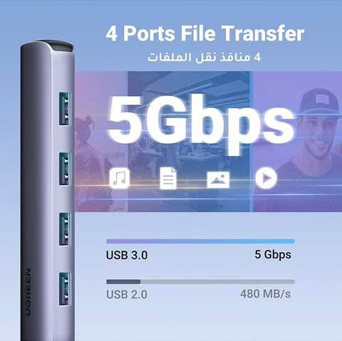 👇👇اقرأ الوصف بتمعن للاخير كلشي مذكور بالتفصيل 👇👇 

  ❣️❣️❣️❣️❣️❣️❣️السعر 15 الف❣️❣️❣️❣️❣️❣️❣️

🔥🔥🔥المنتج امزون جديد غير مستخدم الماني اوربي🔥🔥🔥

💥👈تعاملنا شرط الفحص قبل لاتنطي فلس للمندوب👉💥

❄️❄️طريقة الحجز @ الاسم @ العنوان كامل @ رقم الهاتف❄️❄️ 

 🥰❣️❣️❣️ للحجز و الاستفسار على الخاص فقط ❣️❣️❣️🥰

💥🙏فضلاً ليس امراً متابعة الصفحة ليصلكم كل جديدنا🙏💥

🥰😍🥰متابعة الصفحة شرف لنا وتحياتي للجميع🥰😍🥰

علماً ان الصفحة تحتوي على اكثر من 500 منتج معروض بمختلف المجالات .الكتروني.كهربائي.يدوي.شحن.طاقة شمسية.سمارت.نشرات.لدات.انارة.لابتوب.حاسبة.هاتف.شاشة.ايربود.سماعة.سبيكر.مضخم.طابعة….الخ تابع متخسر شي تنورنا بالمتابعة

ادبتر ( هاب ) تايب سي 5 في 1 ماركة يوگرين UGREEN متعدد المنافذ 4 (USB3.0) + HDMI 

BRAND UGREEN
UGREEN USB C Hub HDMI Adapter 5 in 1 MultiPort with 4 USB 3.0 4K HDMI ports 4 Ports File Transfer 5Gbps USB 3.0
Only supports 4K@60Hz video output on devices with DP 1.4 such as Macbook Pro 15 2018 Macbook Pro 16 2019 Macbook Air 2020 iPad Pro 2018/2019/2020

Compatible devices
Macbook Pro
MacBook Pro 13" 2020/2019/2018/2017/2016,
15" 2019/2018/2017/2016/16" 2020
MacBook Air
Macbook Air 2020/2019/2018 Mac Mini 2020/2018/Мас 2019/2018/2017
Tablet
iPad Pro 2020 2018/Galaxy Tab S6/S5e/Google Pixel Slate
XPS
XPS 13
7390/9300/9360/9365/9370/9380/7590/9575/9570/9560
Dell
Dell Inspiron 3793/5391/5490/5590/5593/5491/7390/7490
Lenovo
ThinkPad X1/T 490 Yoga C940 C740/ideapad S940/S740
HP
ENVY 13/17/X360, EliteBook x360 1030/1040/Elite Dragonfly,
Specter
X360 15/13/Folio 13/Pavilion X360 15/Chromebook X360
ASUS
Zenbook S UX391 Flip 13 UX362 Classic Series Chromebook

• 5 ports in a slim body: The slim and elegant USB C hub instantly expands 5 ports with HDMI and 4 USB 3.0 ports, improving the connection of your laptop and other USB C devices. With this multi-port adapter, you can quickly connect to an HDMI display and transfer files from your USB devices no mess.

• Unleash a Vivid 4K Display: This USB C hub is equipped with an HDMI port for connecting to an HDMI display, up to 4K @ 30Hz resolution. Enjoy a high-quality display thanks to the USB C Hub Ultra HD HDMI port with 3D support. No tearing, jamming or jerking, and precise sound and screen synchronization.

• 5 Ports in a Slim Body: The slim and elegant USB C hub instantly expands 5 ports with HDMI and 4 USB 3.0 ports, improving the connection of your laptop and other USB C devices. With this multi-port adapter, you can quickly connect to an HDMI display and transfer files from your USB devices no mess. Key Product Features Unleash a vivid 4K display: This USB C hub is equipped with an HDMI port for connecting to an HDMI display, up to 4K@30Hz resolution.

• Safe and Stable: Advanced temperature control technology ensures stable transmission. Aluminum casing for better heat dissipation prevents damage to devices and USB dock during use, ensures safe and stable transmission when using MacBook devices.

• Wide Compatibility: Supports Windows, Mac OS,
Chrome OS. USB C Hub Multiport adapter compatible with Macbook Pro/Air 2020, iPad Pro 2018/2020, Dell XPS 17/15/13, Surface Pro 7, Surface Go2, Surface Book 2 and Huawei P30 Pro, Mate 20 Pro, Galaxy Note 10, 520+, S10.

وصف المنتج 

• 5 منافذ في جسم نحيف: يوسع محور USB C النحيف والأنيق على الفور 5 منافذ مع منافذ HDMI و4 منافذ USB 3.0، مما يحسن اتصال الكمبيوتر المحمول وأجهزة USB C الأخرى. باستخدام هذا المحول متعدد المنافذ، يمكنك الاتصال بسرعة بشاشة HDMI ونقل الملفات من أجهزة USB الخاصة بك دون فوضى.

• أطلق العنان لشاشة 4K حية: تم تجهيز محور USB C هذا بمنفذ HDMI للاتصال بشاشة HDMI، بدقة تصل إلى 4K @ 30Hz. استمتع بشاشة عالية الجودة بفضل منفذ USB C Hub Ultra HD HDMI مع دعم ثلاثي الأبعاد. لا يوجد تمزق أو تشويش أو رجيج، وتزامن دقيق للصوت والشاشة.

• 5 منافذ في جسم نحيف: يوسع محور USB C النحيف والأنيق على الفور 5 منافذ مع HDMI و4 منافذ USB 3.0، مما يحسن اتصال الكمبيوتر المحمول وأجهزة USB C الأخرى. باستخدام هذا المحول متعدد المنافذ، يمكنك الاتصال بسرعة بشاشة HDMI ونقل الملفات من أجهزة USB الخاصة بك دون فوضى. ميزات المنتج الرئيسية أطلق العنان لشاشة 4K حية: تم تجهيز محور USB C هذا بمنفذ HDMI للاتصال بشاشة HDMI، بدقة تصل إلى 4K@30Hz.

• آمنة ومستقرة: تضمن تقنية التحكم في درجة الحرارة المتقدمة انتقالا مستقرا. يمنع غلاف الألومنيوم لتبديد الحرارة بشكل أفضل تلف الأجهزة وقاعدة USB أثناء الاستخدام، ويضمن انتقالا آمنا ومستقرا عند استخدام أجهزة MacBook.

• التوافق الواسع: يدعم Windows وMac OS،

نظام التشغيل كروم. محول USB C Hub متعدد المنافذ متوافق مع Macbook Pro/Air 2020 وiPad Pro 2018/2020 وDell XPS 17/15/13 وSurface Pro 7 وSurface Go2 وSurface Book 2 وHuawei P30 Pro وMate 20 Pro وGalaxy Note 10 و520+ وS10.

        🌟جميع تفاصيل و مواصفات المنتج مرفقة بالصور🌟 

  ❣️❣️❣️❣️❣️❣️❣️السعر 15 الف❣️❣️❣️❣️❣️❣️❣️

🔥🔥🔥المنتج امزون جديد غير مستخدم الماني اوربي🔥🔥🔥

💥👈تعاملنا شرط الفحص قبل لاتنطي فلس للمندوب👉💥

❄️❄️طريقة الحجز @ الاسم @ العنوان كامل @ رقم الهاتف❄️❄️ 

 🥰❣️❣️❣️ للحجز و الاستفسار على الخاص فقط ❣️❣️❣️🥰

💥🙏فضلاً ليس امراً متابعة الصفحة ليصلكم كل جديدنا🙏💥

🥰😍🥰متابعة الصفحة شرف لنا وتحياتي للجميع🥰😍🥰

علماً ان الصفحة تحتوي على اكثر من 500 منتج معروض بمختلف المجالات .الكتروني.كهربائي.يدوي.شحن.طاقة شمسية.سمارت.نشرات.لدات.انارة.لابتوب.حاسبة.هاتف.شاشة.ايربود.سماعة.سبيكر.مضخم.طابعة….الخ تابع متخسر شي تنورنا بالمتابعة بغداد, العراق


**إذا كنت صاحب هذا الإعلان وتريد حذفه لأي سبب، رجاءا أرسل رسالة إلى الدعم الفني**