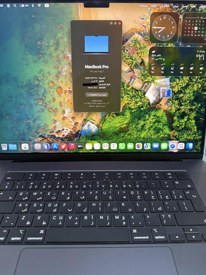 MacBook Pro M4
رام 24 هارد 512
حجم الماك 16 انج
شرق اوسط ضمان سنة 
اخذتها ب شهر ال 11 
غراض كاملة مع وصل الشراء 
كل التفاصيل موجودة بلصور

مكاني بغداد البلديات 

موجود واتس اب او اتصال

***********
