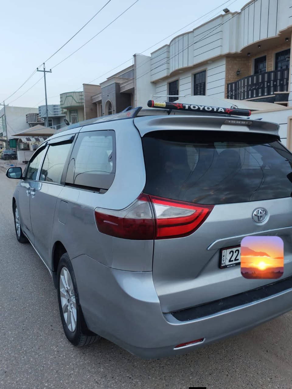 سيينا 2016 LE للبيع
مواصفات السيارة LE معروفه
تبريد مركزي 3 قطع تبريدها ثلج مشتغلها منظومة كامله شركة
تحكم ستيرن نظام كروز قفل سرعة  شاشة أندرويد 

ابواب سلايت كهرباء السيارة ماشية 242 الف كيلو مو ميل 

مكينة وگير  مكفولات مكينة 6 سلندر 3500

ضرر السيارة قبق صندوق فقط بدون دواخل ولا تكم فقط قبق الصندوق وشويه بارد بالبنيد امأشر بالصور وصبغ الدعاميات اثر شخوط 
السيارة مسوي عليها ادامة كاملة تخم دبلات اصلي شركة مع درايم شفتات ومشط سيرن شركة السيارة جاهزة وناقصها بس زوج تايرات فقط 
للاستفسار اتصال او مراسلة ع الواتساب ***********
