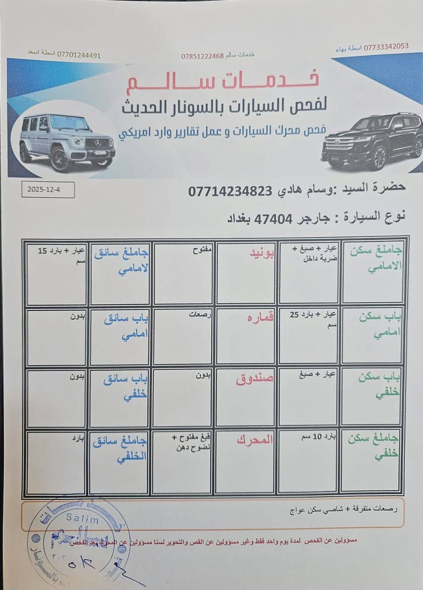 جارجر 2016 رقم بغداد السعر 168 وبيها مجال اني مكلف بنشر هاذا رقم صاحبها 
*********** تفاصيل اكثر اتصل على الرقم كركوك, العراق
