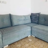 كنب حرف L • ٨ نفر • لون فستقي