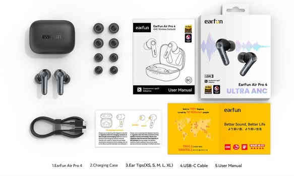 earfun air pro 4
bluetooth 5.4
full gmaing
Ultra an
snapdragoon sound
ئەپی تایبەتی خۆی هەی

نرخ :80,000 هەزار
( 0770 242 7331 whats app_viber)

تایبەتمەندیە سەرەکییەکان:
تیکنەلۆجیای Qualcomm® Adaptive Hybrid ANC: نوێترین جۆری سڕینەوەی دەنگی دەرەوە بە شێوازی ئەکتیڤ.

پشتیوانی لە Snapdragon Sound™ و aptX™ Lossless: بۆ ئەودیووی بەرز و هێندەکەر.

پشتیوانی لە LDAC و Hi-Res Audio + Qualcomm SoC: تاقیکردنەوەی ئەودیو بە کیفیتی HD بەرز.

6 میکروفۆن + cVc™ 8.0 ENC و زانیاری AI: بۆ قسەکردنی شفاف و بێ قەتا.

پشتیوانی لە Auracast™: بۆ هاوبەشی دەنگی نوێ و هاوبەشکردنی بێدەنگ.

ژمارەی کارکردن: ١١ کاتژمێر بە تەنیا + ٤١ کاتژمێر بە کیسەی شارژەوە = ٥٢ کاتژمێر.

پەیوەندی دوو دەرگا: بۆ گواستنەوەی ئاسان لەنێوان دوو ئامێر.

ڕیژەی یاری: خیرای گەیاندنی دەنگەکان بۆ یاری و ڤیدیۆ

دۆزینی گوێدان: خۆکارانە ئەودیو بگرە/وەستێنە و وەڵامی تیلیفۆن بدە.

ناو سندوقەکە دابین دەکات:
گوێزوانەکانی EarFun Air Pro 4

کیسەی شارژ

کێیبڵی USB-C

ڕێبەرنامەی بەکارهێنەر

گوێزوانە بە قەبارە (XS / S / M / L / XL)

۳عدد بەردەستە  بۆ داواکردن نامەبنێرن
***********
whats app_viber السليمانية
