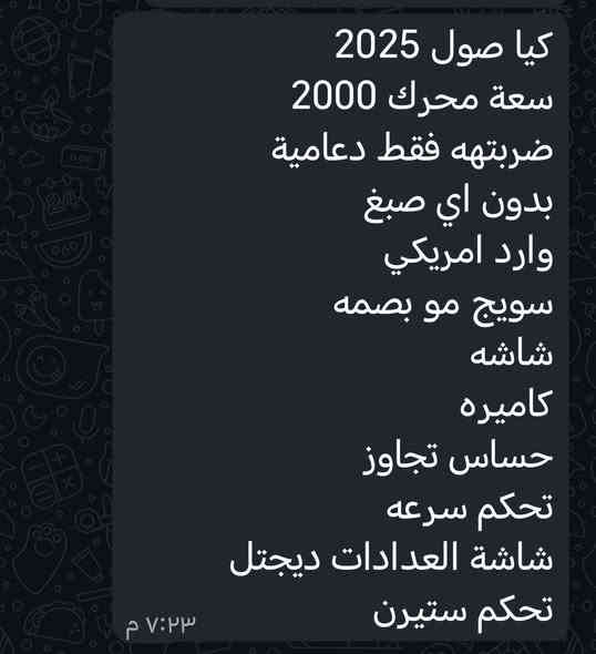 سياره البيع صول مواصفات ويه. الصور موديل 2025 بدون رقم وارد امريكي   مكان السياره محافضة ميسان  القطاع 28 
مكلف بلنشر فقط راعي. السياره رقم الهاتف /***********/.
