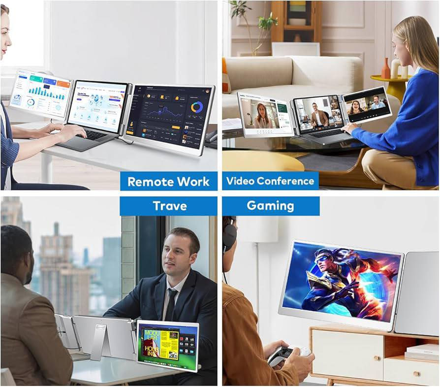 شاشة محمولة ثلاثية (Portable Tri-Screen Monitor)
🔹 الحجم: 14 إنچ لكل شاشة
🔹 الدقة: Full HD 1200p
🔹 النسبة: 16:10
🔹 النوع: IPS – ألوان واضحة وزوايا رؤية واسعة
🔹 التوصيل: Plug & Play (تشغيل مباشر بدون إعدادات)
🔹 الاتصال: USB-C
🔹 خفيفة وسهلة الحمل
🔹 مثالية للدوام، التداول، البرمجة، التصميم، والدراسة

💼 تحول اللابتوب إلى 3 شاشات خلال ثواني
⚡ زيادة الإنتاجية بشكل كبير

الحالة. جديد. غير مستخدم 
📩 للتواصل خاص / واتساب ***********
