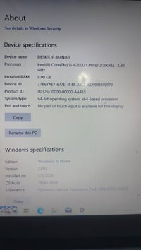 i5-6200u • ٨ جيجا رام • SSD ٥٠٠ جيجا