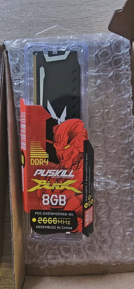 ذاكرة وصول عشوائي (RAM) من نوع DDR4 بسعة 8 جيجابايت.تنتجها شركة PUSKILL وتحديداً موديل KillBlade.تعمل بسرعة 2666 ميجاهرتز ومخصصة لأجهزة الكمبيوتر المكتبية (Desktop). التواصل وتساب ***********
