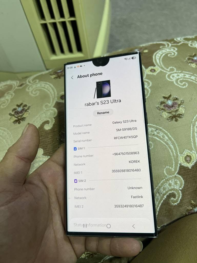 samsung s23ultra  
2سمکارت 
256GB
 سناپ دراگۆنی 8 جین 2 
ئەو پەڵەی تێدایە لەشاشەکەی 
شکاوی نیە 
پەنجەمۆر مەزبوت 
پاتر 5000 ملی ئەمپێر 
کامێرای 200مێگاپێکسڵ 
100x زوم 
هەموشتێکی بەشەرتە تەنها ئەوپەڵەی هەیە بەشەرتی ئەوەی زیاد نەکا خۆم ساڵێکە  بەکاری دێنم رانية, السليمانية


**إذا كنت صاحب هذا الإعلان وتريد حذفه لأي سبب، رجاءا أرسل رسالة إلى الدعم الفني**
