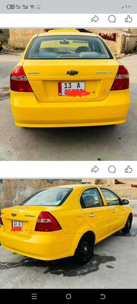 سلام عليكم سياره افيوو موديل 2011مكفوله من ضربه وتبديل الاتصال على الرقم *********** رقم انكليزي السعر 58 وبيه مجال قليل مكان السياره سماوه
