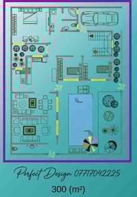 تصميم مخطط 300 متر مربع  يحوي 3 غرف نوم وأستقبال مع صحيات خارجية بالأض...