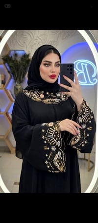 عباية سعودية • قماش كبردين • تطريز يدوي