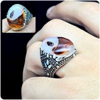 عقيق يمني • خواتم فضة ٩٢٥ • صناعة يمنية