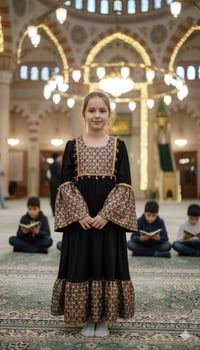 دشداشة او فستان بناتي رمضاني يلبس من عمر 8.12سنة  قماش قديفة مطعم بالج...