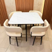 ميز طعام • ٤ كراسي • سطح رخام