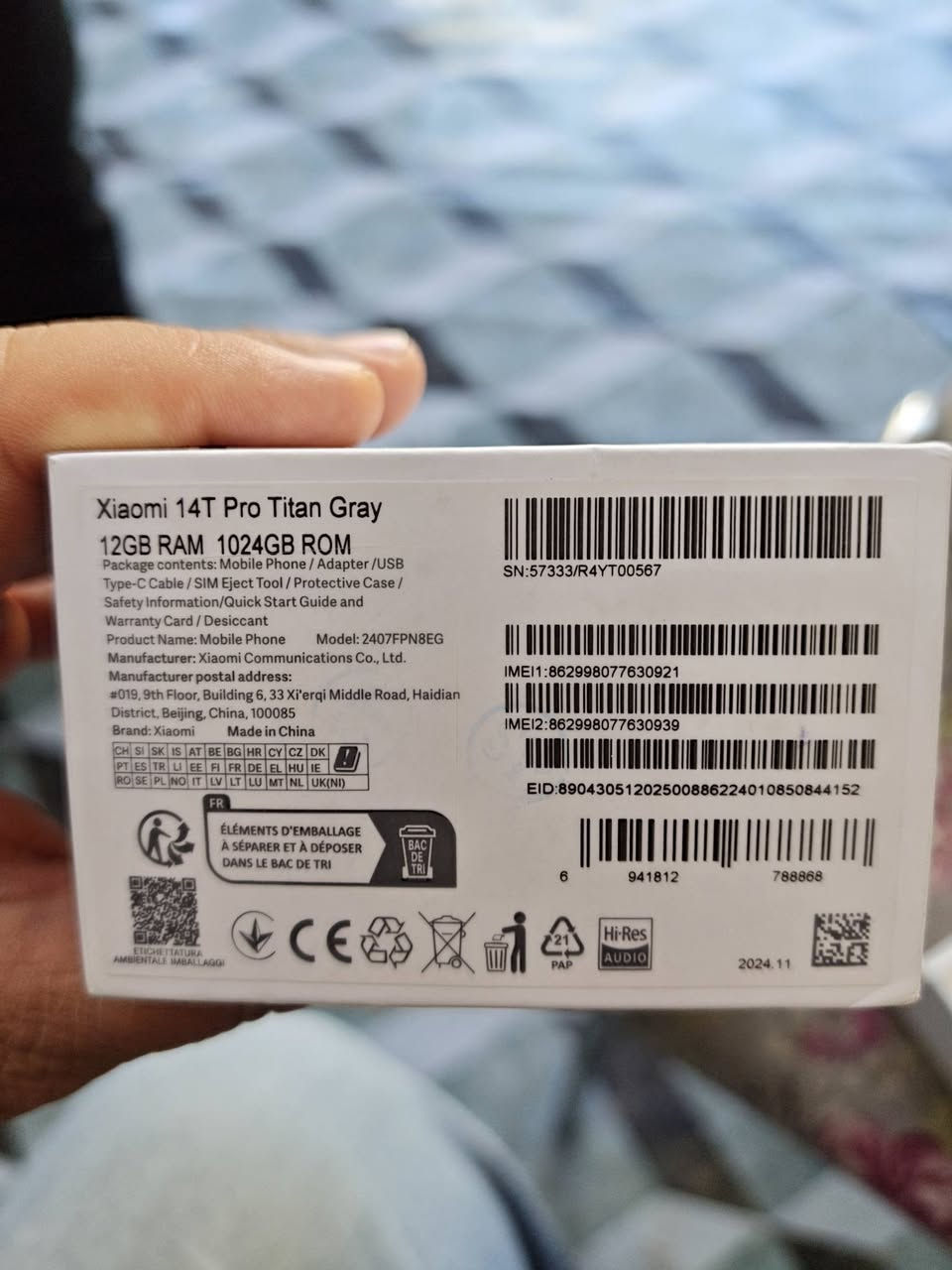 موبايل Xiaomi 14T pro 5g للبيع 
شاومي 14 تي برو 5جي

مواصفات الجهاز 
الشاشة6.67 بوصة - 144 هرتز - AMOLED
1 تيرابايت الرام16 + 16 جيجابايت الكاميرا 50 + 50 + 12 ميجابكسل
 المعالجMediatek Dimensity 9300 Plus 
البطارية والشحن السريع5000 مللي أمبير - 120 واط

والجهاز نظيف بنسبه 99%  بل اضافه الئ استعماله قليل جدا 
مكاني بابل... الحصوة 
سعر الجهاز 650 وبي مجال بسيط 

للاستفسار الإتصال علئ الرقم
***********
