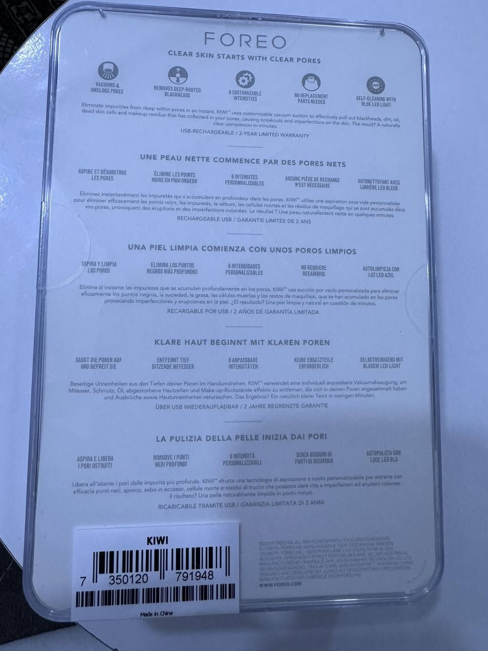 جديد كبس
جهاز FOREO KIWI™ هو أداة للعناية بالبشرة تستخدم تقنية الشفط لإزالة الرؤوس السوداء والبيضاء والزيوت والشوائب من المسام.
يحتوي على ضوء LED أزرق (415 نانومتر) يساعد على تقليل البثور وتعقيم الجهاز.
يعمل على تنقية البشرة وتقليل مظهر المسام وتحسين امتصاص منتجات العناية بالبشرة. 
٥٠ الف ويا توصيل


**إذا كنت صاحب هذا الإعلان وتريد حذفه لأي سبب، رجاءا أرسل رسالة إلى الدعم الفني**