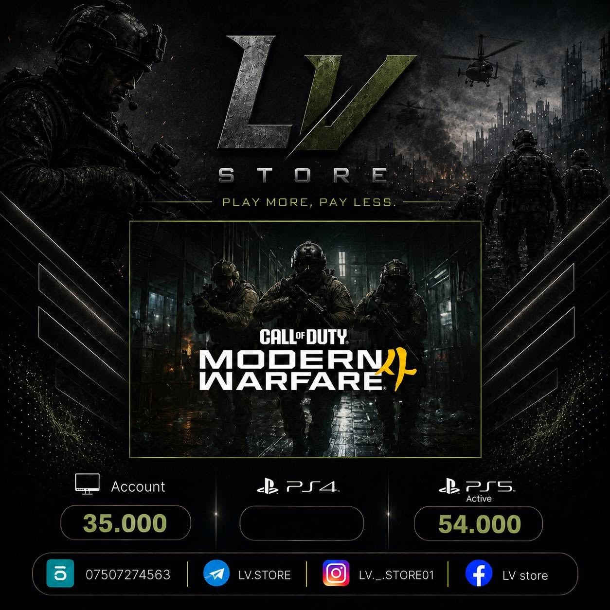 🎮 أفضل الألعاب بأقل الأسعار!

مع LV STORE، حوّل الخيال إلى حقيقة! أقوى وأحدث الألعاب العالمية لمنصات (PS4، PS5، و Account) متوفرة الآن بأسعار تنافسية لا مثيل لها.

⚡ سرعة فائقة في التسليم والتفعيل.

📞 للطلب والاستفسار، يرجى إرسال رسالة أو الاتصال بنا عبر الرقم:

⁠***********

#iraq #kurdistan #erbil #baghdad #العاب #گەمینگ #everyone #سليمانية #explore
