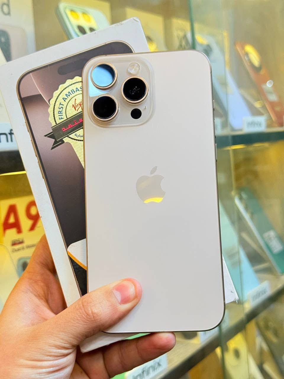 ايفون16برو ماكس جهاز وتر نضافه ميه بل ميه شرط جلخ ما بيه ذاكره256بطاريه91دورات شحن 480 سعر على رقم***********  :***********
