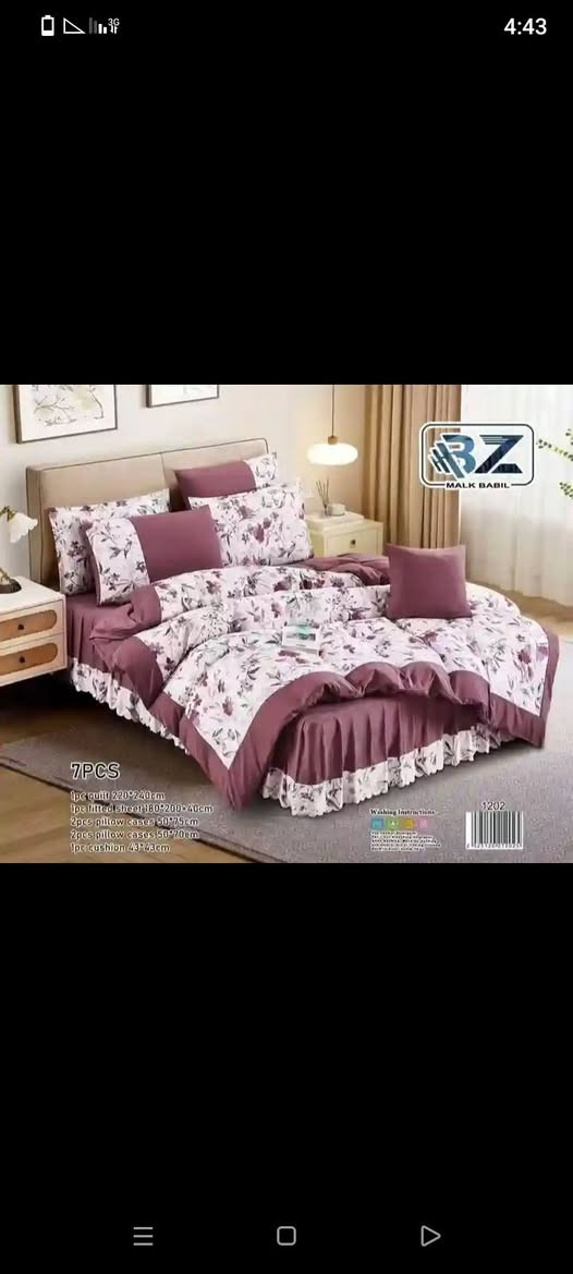 لحاف ديباج نفرين يحتوي ٧ قطع ... 
قياس 220x240 
قياس كفر 180x200 
وجه مخدة 50x70 
وجه كوشه 40x40 
  السعر....
ب45 ألف فقط
متوفر توصيل داخل سوق الشيوخ الفين وناصريه 5 آلاف


**إذا كنت صاحب هذا الإعلان وتريد حذفه لأي سبب، رجاءا أرسل رسالة إلى الدعم الفني**