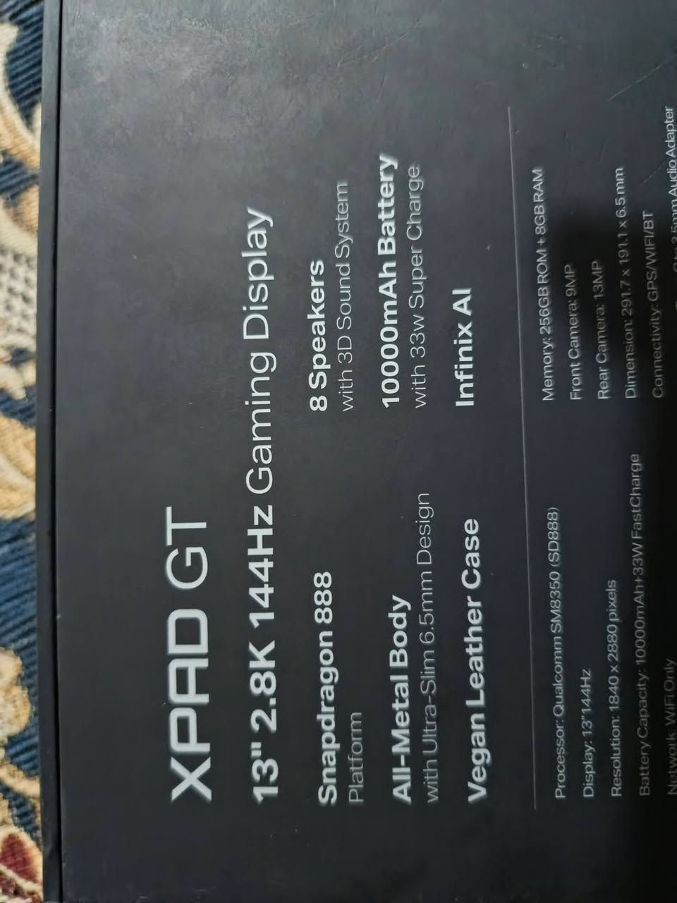 Infinix  X PAD GT
سلام عليكم انفنكس باد جي تي
وحش العاب
شاشه امولد
معالج Snapdragon8
هيرتزيه 144HZ
حجم الشاشه 13 انش دقه فول 
معدل افريمات 90 فريم 
للبيع سعر 450 وبيه مجال
للعلم سعر الجديد 560 
مكاني بغداد 
متواجد فيس او وتساب
***********
