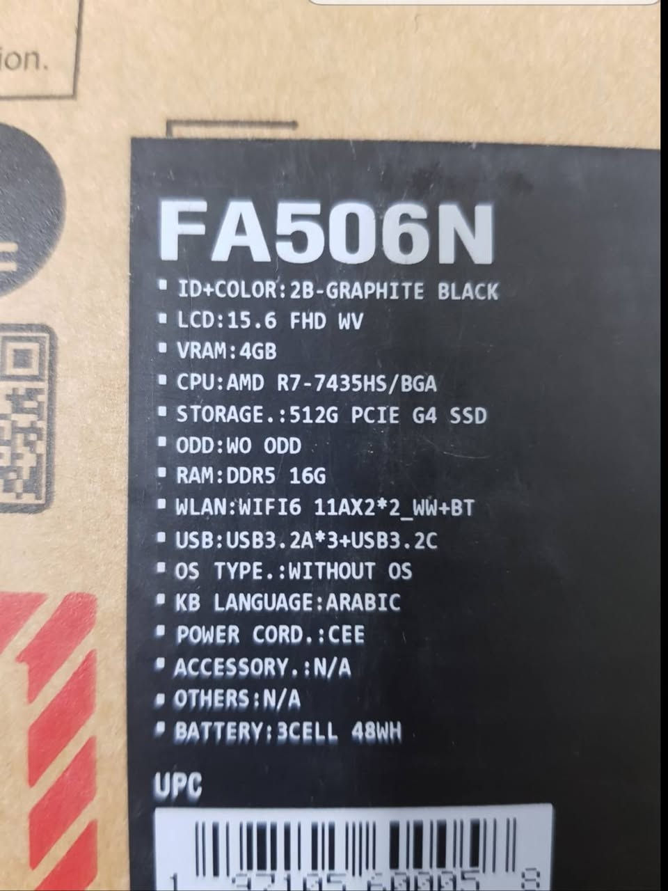 تحية طيبة ... لابتوب  ASUS  TUF  وكالة شرق اوسط بحالة اللوك شبه جديدة لابتوب كيمنك مخصصة للالعاب او التصاميم من الجيل 13 بمعالج رايزن 7 فئة HS اعلى فئة   لابتوب ذو مواصفات عالية جدا رام 16 كيكا DDR5 وهارد SSD M.2 الجيل الرابع بكارت شاشة منفصل RTX  3050   بحجم 4 كيكا DDR6  وتردد شاشة 165 هيرتز وكيبورد ضوئي RGB متعدد الالوان ويندوز 11 اصلي مع الكود

           (((     السعر  مليون و 85 الف دينار  ثابت  )))   

ASUS  TUF  A15 
cpu : RYZEN  7  HS   الجيل 13           
ram : 16 G DDR5
hard : SSD  M.2  512   G4 
vga : 4G  Nvidia RTX  3050  GDDR6
mon : 15.6 FULL HD 165  Htz ips

ويندوز 11 اصلي مع كود
كيبورد ضوئي RGB
صوت مسرحي عالي جدا و مجسم
بدون DVD

للأتصال عادي و واتساب  ***********
شارع الصناعة ( 9 - 4 ) نهارا
يوجد خدمة توصيل داخل بغداد 5 الف بنفس اليوم
ولجميع المحافظات 10 الف خلال يوم واحد او يومين
لمشاهدة كافة الموديلات يرجى زيارة الموقع على الفيس بوك ( لابتوب بشير لاين )
