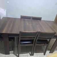 ميز طعام • طاولة طعام • ميز خشب • استقبال • 6 كراسي • كراسي جلد • طاول...