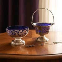 مقدمات أنتيك • زجاج كوبالت أزرق • طلاء فضة مختوم