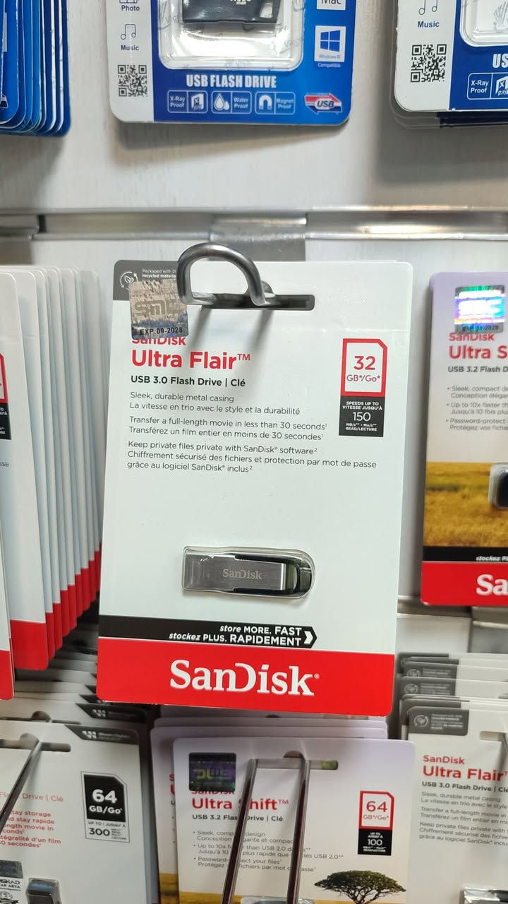 Flash Lexar USB 2.0
16 gb=12000 dinar
32 gb=15000 dinar
64 gb=20000 dinar
—————————
flash San Disk USB 3.0
32 gb=19000 dinar
64 gb=23000 dinar
128 gb=30000 dinar


**إذا كنت صاحب هذا الإعلان وتريد حذفه لأي سبب، رجاءا أرسل رسالة إلى الدعم الفني**