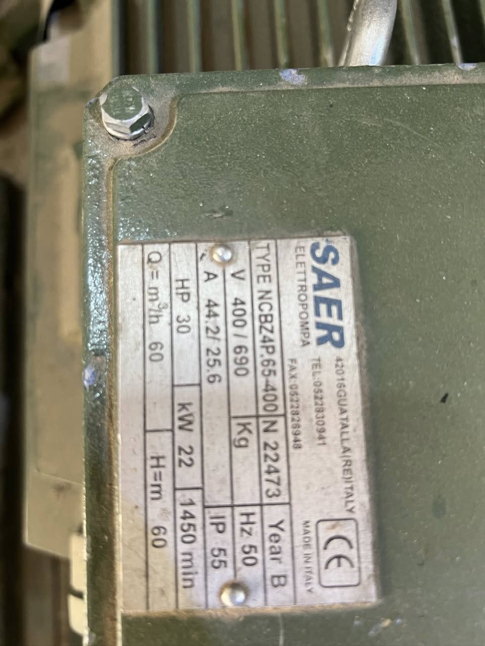 للبيع مأطور كهربائي 30 احصان  معه مضخه 3X4   ساير ايطالي  هيت 60 ضغط عالي السعر 12 ورقه وبي مجال العنوان سامراء رقم هاتف 📞 ***********
