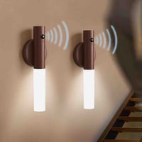 مصباح خشبي مغناطيسي • حساس حركة • شحن USB