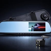 🚗✨ خَلّي قيادتك أذكى وأأمن!  مرآة سيارة ذكية بكاميرا مزدوجة أمامية وخل...