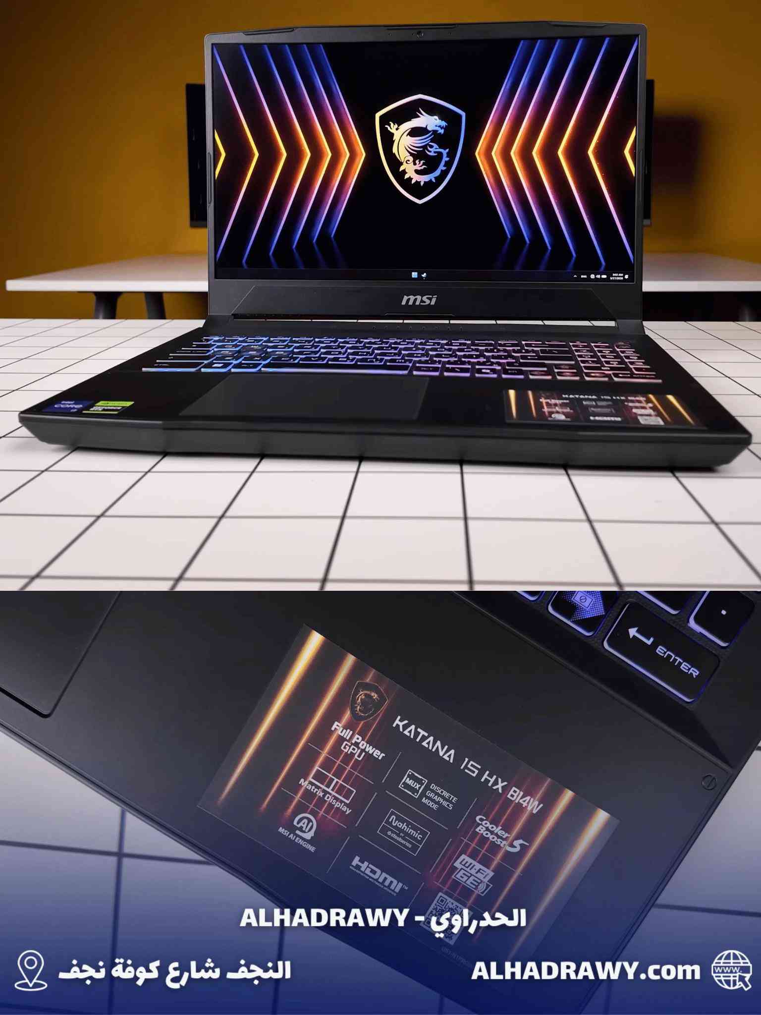 ‏🔥 MSI Katana 15 HX B14WFK 🔥 ✅ مستخدم نظافة 99% – بحالة ممتازة جداً ⚙️ المواصفات: ‏🔹 Intel Core i7-14650HX ‏🔹 RAM 16GB DDR5 ‏🔹 SSD 512GB 🔹 NVIDIA GeForce RTX 5060 8GB GDDR7 115w  🔹 شاشة 15.6” FHD IPS 144Hz ‏🔹 Wi-Fi + Bluetooth 🔹 بطارية 75Wh 🎮 مناسب للألعاب الحديثة، التصميم، المونتاج، والبرامج الهندسية الثقيلة. 💰 السعر: 1,772,000 دينار عراقي 📍 معرض الحدراوي - النجف 🚚 توصيل إلى جميع المحافظات 📩 للاستفسار أو الحجز راسلنا على الخاص أو واتساب


**إذا كنت صاحب هذا الإعلان وتريد حذفه لأي سبب، رجاءا أرسل رسالة إلى الدعم الفني**