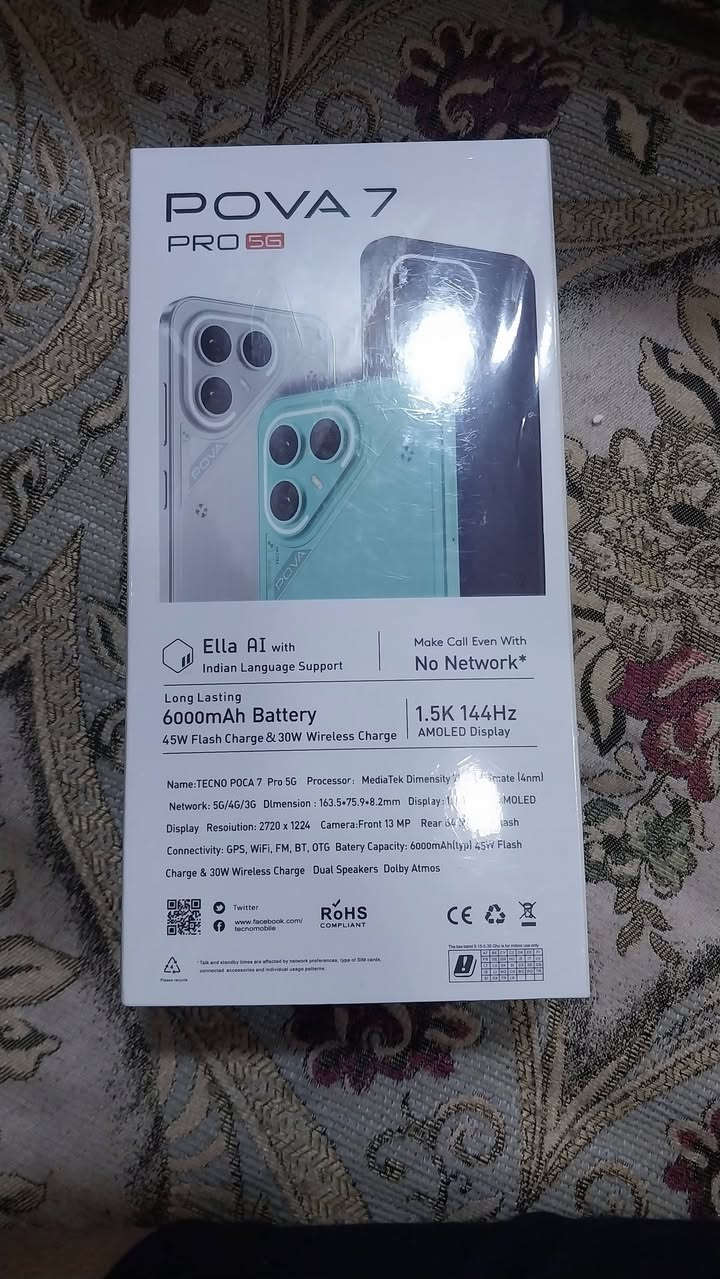 سلام عليكم 
تكنو بوفا7 برو
ذاكره 256
بيه مواصفات هواي 
لون زيتوني 
السعر ٣٥٠ جديد العنوان البصره الحيانيه الاستفسار.***********
