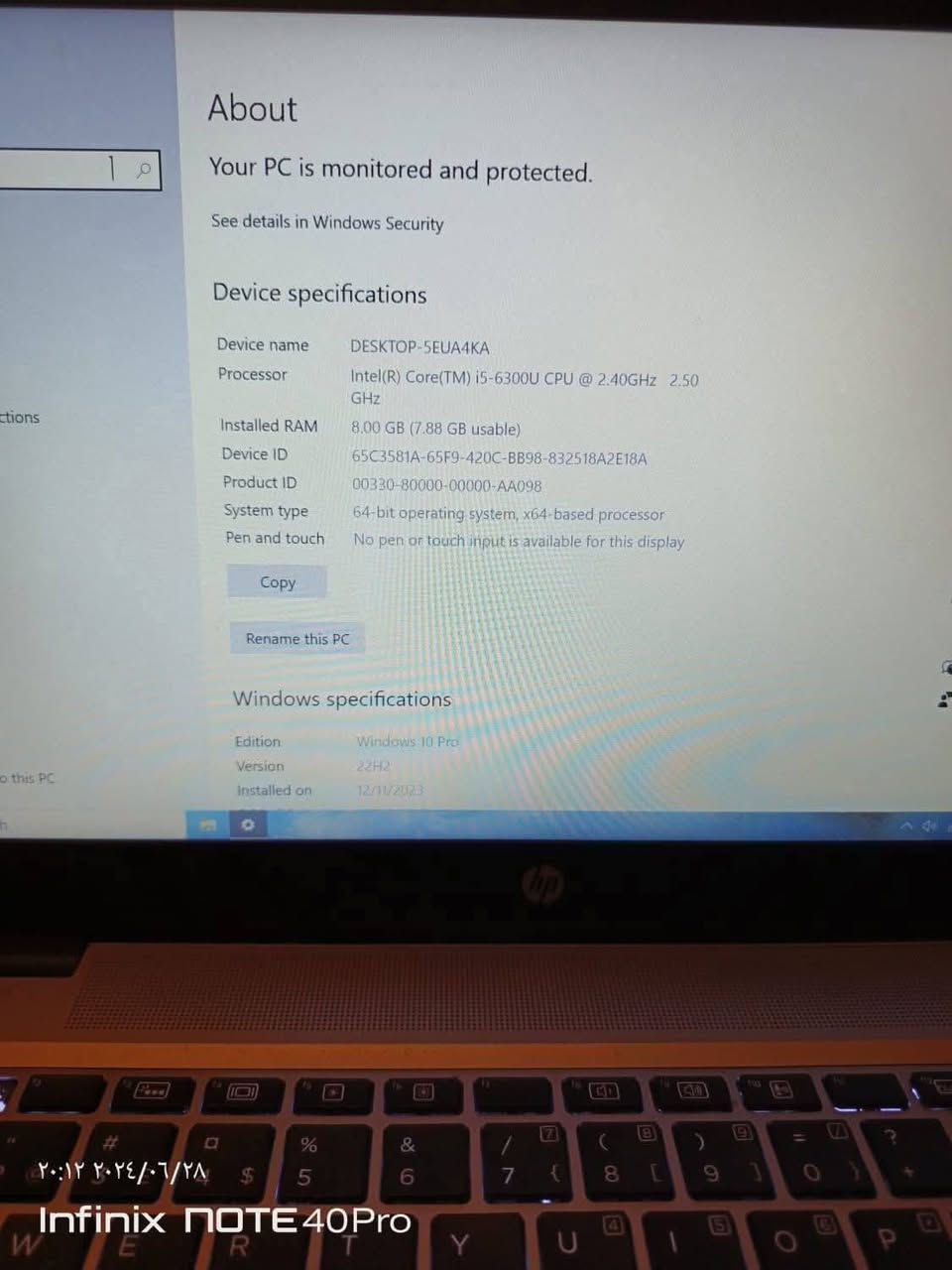 السلام عليكم
لابتوب HP للبيع
HP elitebook 840 g3
المعالج/ core i5  الجيل السادس
رام / 8 كيكا
كارت شاشة داخلي 4 كيكا Intel hd graphics 520
كيبورد ضوئي
كاميرا أمامية 
سلم
الجهاز شوية بي شخوط من برة 
وحروف الكيبورد بيها نقص 3 قطع
السعر 180 الف
متوفر توصيل إلى جميع المحافظات 
***********
