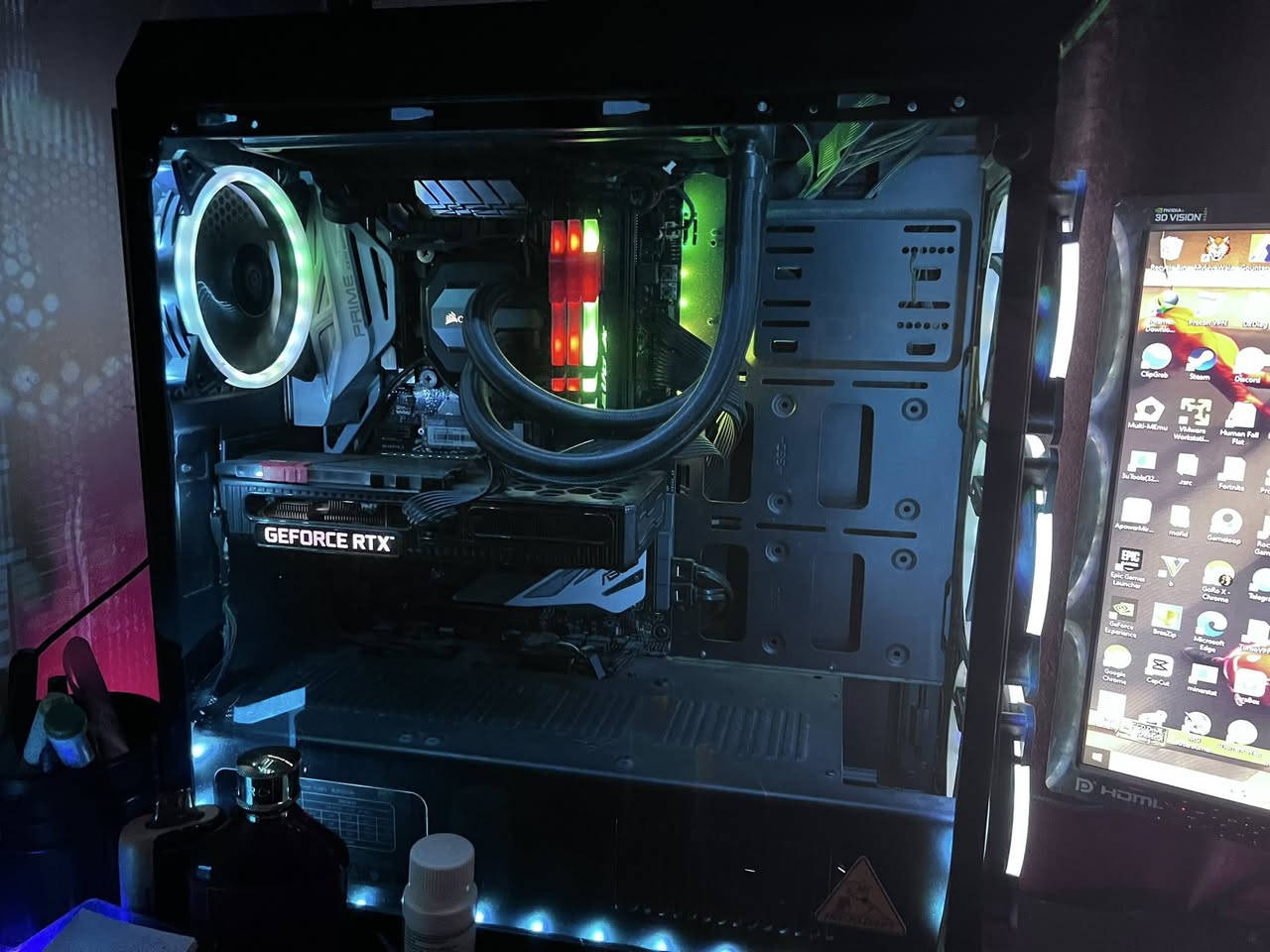 للبيع كيس +شاشة+يوبي اس+كيبورد hyperx+سماعة hyperx +ماوس لوجتك 502
intel(R)core(TM)i7-8k cpu 
3.70GHz(12CPUs)
Memory 16gb 
NVIDIA GeForceRTX 3060 12g
Motherboard ASUS Z370 series 
Power supply 750  براند deep cool 
Water cooling تبريد مائي كورسير 
ssd 512
Hdd 2 تيرا 
الشاشة asus 144HZ 
 السعر مليون ومية 
مكاني بغداد 
***********
