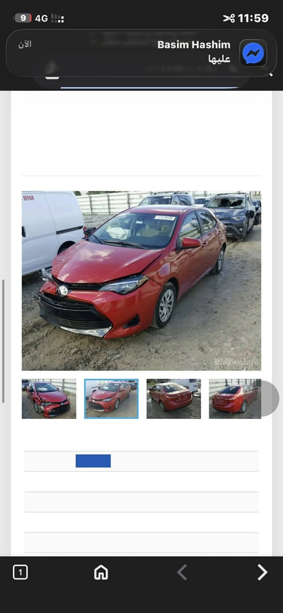 كورلا امريكي 2018 Le رقم سليمانية بأسمي ماشية 70 الف ميل حادثها جاملغ وبنيد مبدلات بيها بارد صغير بالجاملغ الخلفي مصلح والسياره كامله استعمال شخصي مكاني بغداد حي القاهره رايدها 125 وبيها مجال 
***********
