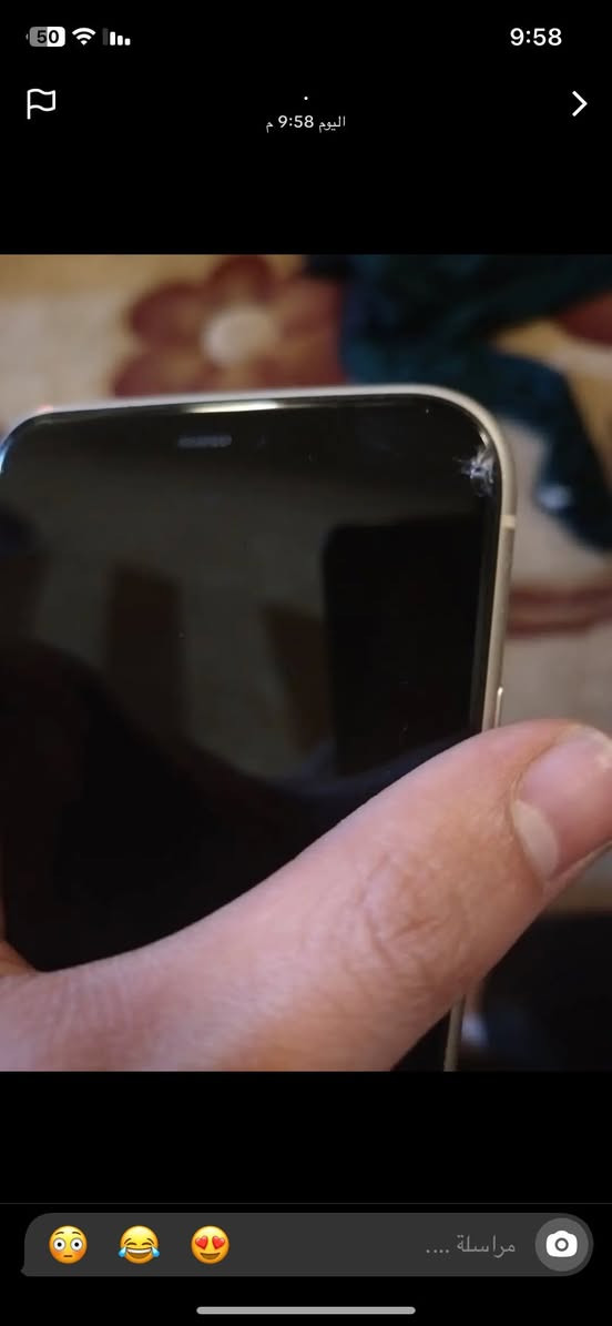 ايفون بس ضهره وضربه خفيه مو ب لزمه ما مفتوح ب 180 الجهاز نضيف كلش والضهر ما مأثر على شي والشاشه هم *********** هذا رقمي الي يريد يتصل
