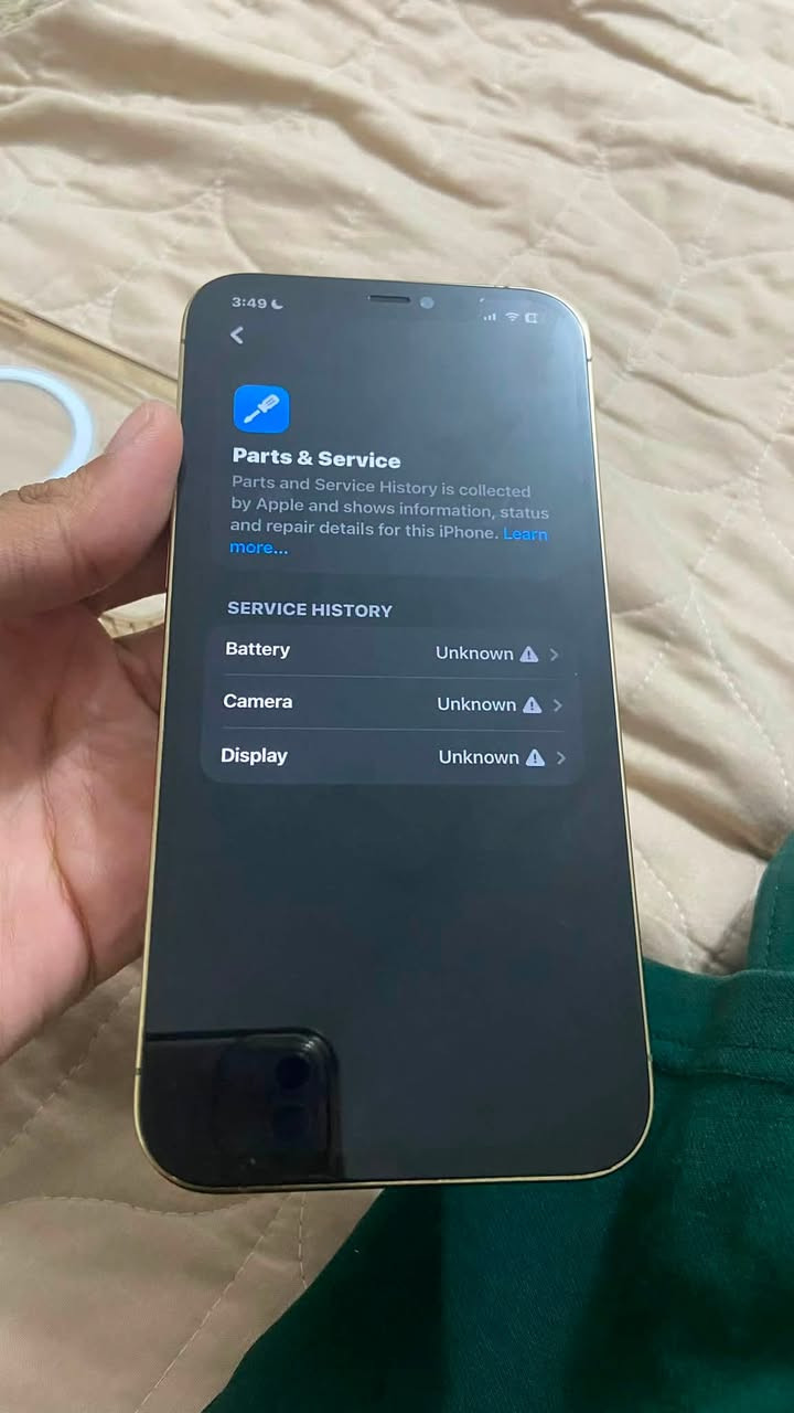 للبيع
ايفون 12 pro max 
128 ذ
مبدل بطاريه وشاشه وكامرات شغال كلشي بي 
قفله ٢٠٠ اقل مابيع


**إذا كنت صاحب هذا الإعلان وتريد حذفه لأي سبب، رجاءا أرسل رسالة إلى الدعم الفني**