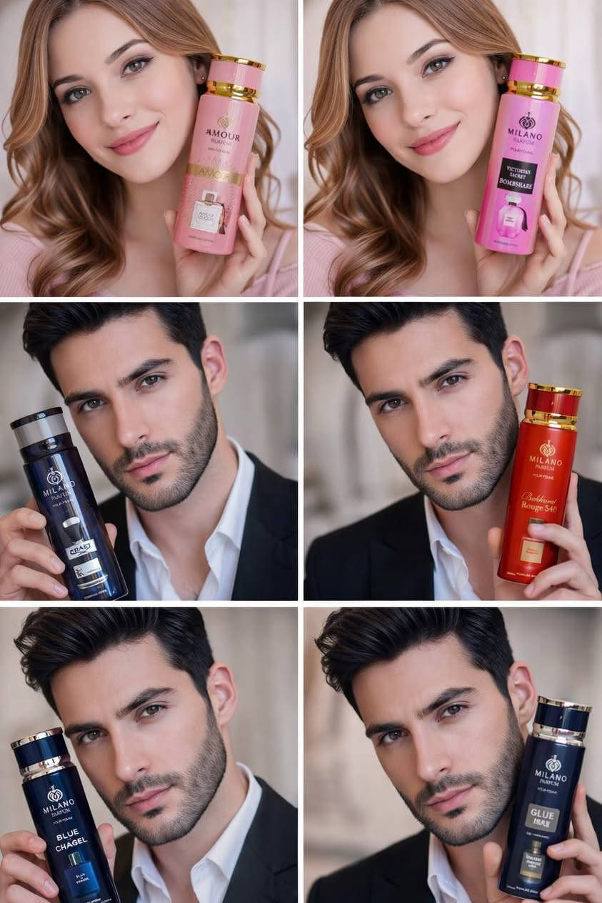 ✨💎 عطور MILANO PARFUM الفخمة الانكليزية 💎✨
مجموعة عطور مميزة تجمع بين الأناقة والثبات العالي 🌸🔥
اختاري عطرك حسب ذوقك وخلي حضورك مختلف بكل مكان 😍

🌟 الأنواع والنكهات:
🖤 CRAET (أسود)
نكهة رجالية فخمة ✨
🌿 منعش + خشبي + لمسة عود

💙 BLUE DE CHAGEL (أزرق غامق)
عطر رجالي كلاسيكي 💎
🌊 منعش + حمضيات + ثبات قوي

🖤 TON FORT TOBACCO OUD (أسود)
عطر شرقي جذاب 🔥
🍂 تبغ + عود + دافئ وثقيل

🌸 AMOUR (زهري فاتح)
أنوثة ناعمة 💖
🌺 وردي + حلو + رومانسي

💗 VICTORYA’S SECRET BOMBSHARE (زهري غامق)
عطر بناتي جذاب 😍
🍓 فواكه + زهور + منعش

❤️ Bakkarat Rouge 540 (أحمر)
عطر فخم لا يُقاوم 🔥
🍯 عنبر + زعفران + سكر محروق


**إذا كنت صاحب هذا الإعلان وتريد حذفه لأي سبب، رجاءا أرسل رسالة إلى الدعم الفني**