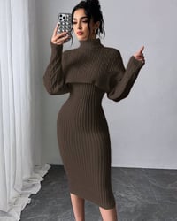 طقم فستان قطعتين • تريكو اكرليك تركي • مقاس ٣٦-٤٤