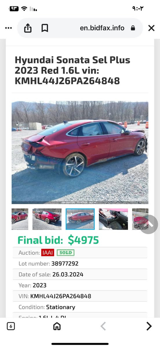 السلام عليكم سوناتا 2023 فوول الأخير 
محرك 4 سلندر 1.6 تيربو يعني صاروخ ✈️ 
حادثها مرفق بالصور 
شاشه كشنات كهرباء وجلد بصمه تشغيل عن بعد جنطه كهرباء رادار امامي تحديد مسار النقطه العمياء بانوراما وبعد بيها مواصفات هواي  السياره معوقين وتترقم ذي قار المشتري يرقمها 
السعر 135  
العنوان كربلاء 
الاستفسار 
*********** 
***********
