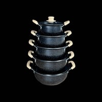 سيت قدور ماربل 5 قطع HotChef بأغطية زجاج حراري  الاستخدامات:  طهي الرز...