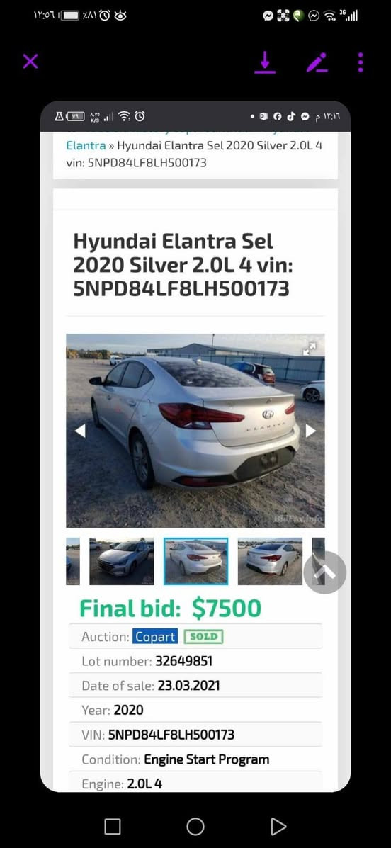 السلام عليكم النترا للبيع موديل 2020 وارد امريكي الحادث مالتها جاملغ الايمن صور الحادث مال امريكا موجود بالمنشور فقط وبيها طخه بالدوسه ما مصلحه وموجوده بالصور السياره فول واحد على واحد فتحه بصمه تشغيل بصمه ابواب سياقه ذاتيه حساسات مانع انزلاق الكشنات تدفئه فتحه بعد بها مواصفات ماشيه 87 سياره باسمي شخصيا السياره خير من الله صار لها سنتين عندي على ايدي رقم بابل السعر 157 وبيها مجال 
رقمي ‏‪0781 051 7349‬‏ مكاني كربلاء طويريج
