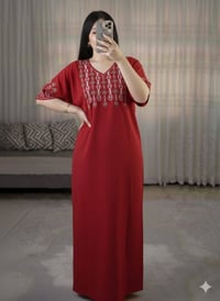 دشداشة كشمير • تطريز وردان وستراس • مقاسات L/XL/XXL