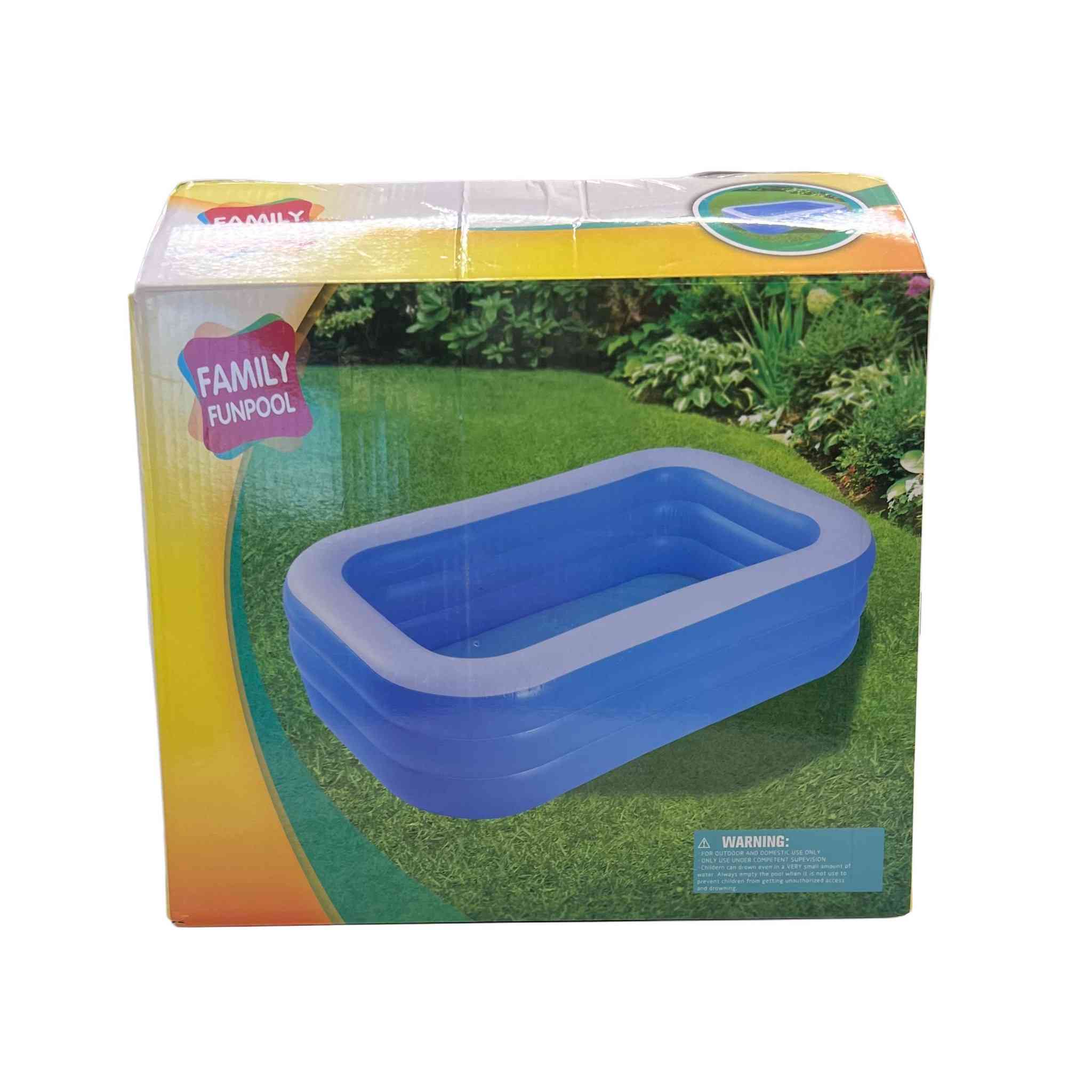 مسبح عائلي قابل للنفخ – Family FunPool
السعر/25/الف والتوصيل مجاني 
• مسبح عائلي قابل للنفخ بتصميم مستطيل مناسب للاستخدام الخارجي

• تصميم بسيط بثلاث طبقات هوائية يوفر شكلًا ثابتًا ومريحًا

• مصنوع من مادة بلاستيكية مرنة

• مناسب للاستخدام في الحدائق أو المساحات الخارجية

• لون أزرق مع حواف فاتحة يعطي مظهرًا صيفيًا جذابًا

• يحتوي على تحذير واضح للاستخدام الخارجي وتحت إشراف الكبار

• النوع: مسبح قابل للنفخ
• الابعاد: 138*91*40
• الشكل: مستطيل
• اللون: أزرق مع حواف فاتحة
• الاستخدام: خارجي
• الفئة: عائلي


**إذا كنت صاحب هذا الإعلان وتريد حذفه لأي سبب، رجاءا أرسل رسالة إلى الدعم الفني**